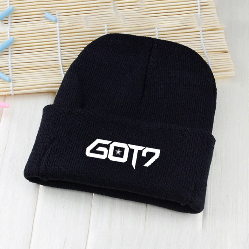 Kpop GOT7 логотип Skullies Beanies GOT7 зима осень теплая черная шерстяная шапка трикотажная шапка для мужчин и женщин GOT7 вентиляторы подарки, Прямая поставка