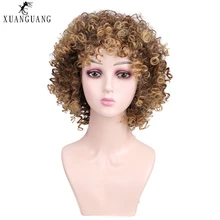 Парик synthétique courtes perruques bouclées pour femmes; cheveux bruns волокна модная одежда по индивидуальному заказу, température смешанной couleur brune