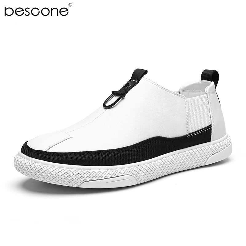 BESCONE/мужские кроссовки; повседневные лоферы на плоской подошве; Masculino Adulto; удобная обувь для отдыха из искусственной кожи; обувь для вождения; MT6811 - Цвет: White