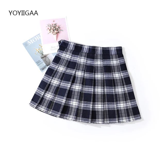 Autumn Winter Women Skirts High Waist Female Pleated Skirt Fashion Chic Girls Dance Mini Skirts Preppy Style Ladies Plaid Skirt blackge1