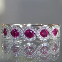 Элегантное кольцо из стерлингового серебра 925 пробы, ювелирные изделия для женщин, Anillos Mujer AAA, красная роза, кубический цирконий, свадебные ювелирные изделия, печать для подарков