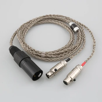 16Core HIFI 4pin occ 2.5 3.5 4.4mm XLR Balanced Earphone Headphone Upgrade Cable Silver Plated for Audeze LCD 3 1