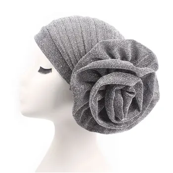 

Women For Cancer Fashion Turban Headwear Hair Loss Stretch Elegant Flower Casual Chemotherapy Cap Glitter Solid Beanie