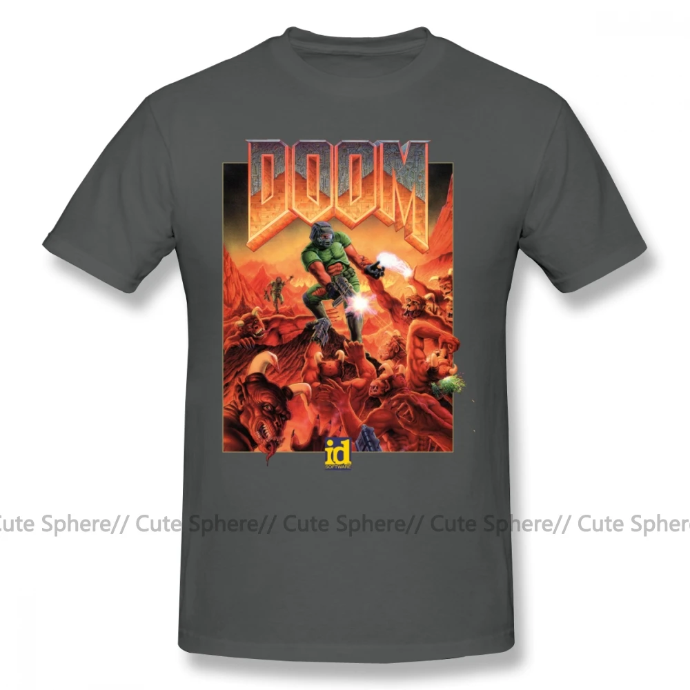 Ceny Wolfenstein T Shirt DOOM klasyczny pokrowiec T Shirt z krótkim rękawem męska koszulka klasyczny wzór 100 procent bawełna zabawa 5x Tshirt