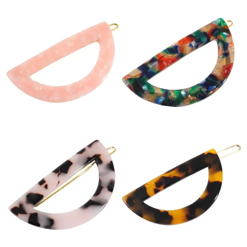 

Minimalist Hollow Out Semicircle Hair Clip Women Leopard Amber Acrylic Frog Bobby Pins Side Bangs Ponytail Decorative Barrettes