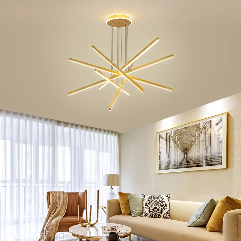 

LED Stair long Chandelier simple modern duplex building high-rise empty living room hall creative personality lights Fixture