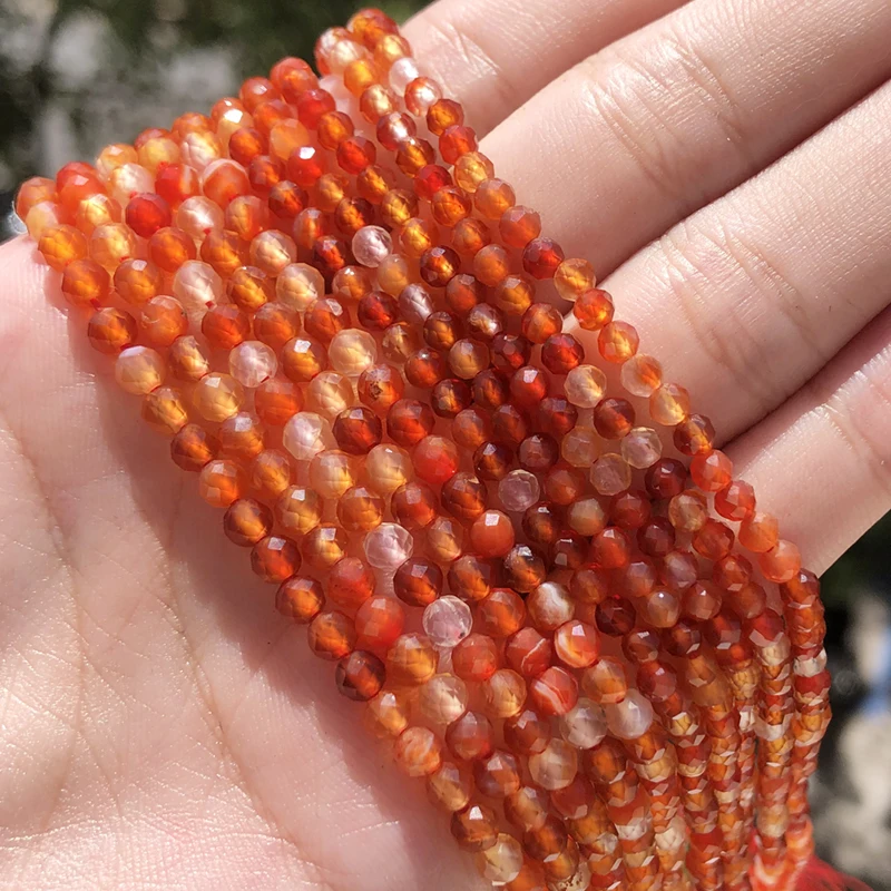 2/3/4mm Natural Faceted Orange Red Agates Stone Beads Small Loose Beads For  Jewelry Making Accessories Diy Earings Bracelet - AliExpress