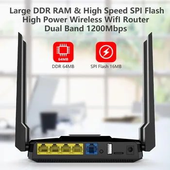 

Gigabit 2.4G/5G WAN & LAN Ports, 4*5dBiExternal Antennas AC1200 Wireless Router 802.11AC 1200Mbps Dual Band Gigabit AC1200 WiFi