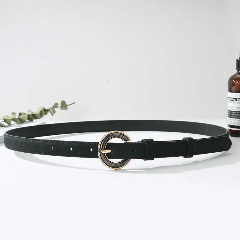 black ELIfashion из натуральной кожи, узкий пояс, роскошный ремень, платье и джинсы, ремни, модные для женщин, классические круглые пряжки, 9 цветов - Цвет: black