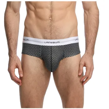 

Sexy Men Underwear Mid-waist Slim Fit Big Bulge Pouch Breathable Sexy Comfortable Dot Print Casual Male Panties Briefs Cueca New
