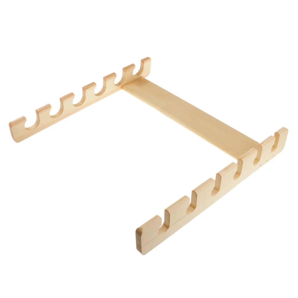 Fishing Rod Rack Storage 6-Rods Pole Wall Mount Horizontal Pole Wood Holder