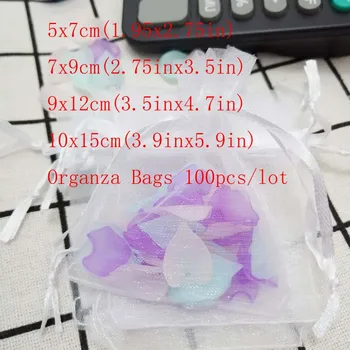 

100pcs/lot Organza Bags Jewelry Bags Drawstring Gift Packing Bags 5x7 7x9 9x12 10x15 cm Christmas Wedding Gift Bags