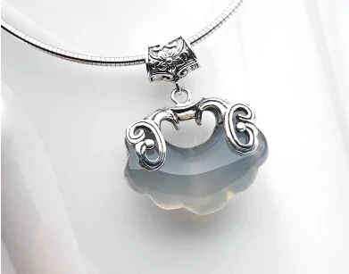 1026+++925 Sterling Silver Pendant lock chalcedony Necklace female fish pendant clavicle birthday gif | Украшения и аксессуары