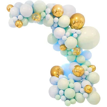 

124-Latex Decorations Balloons Set Blue Mint Green Confetti Balloon for Balloon Arch Birthday Wedding Party