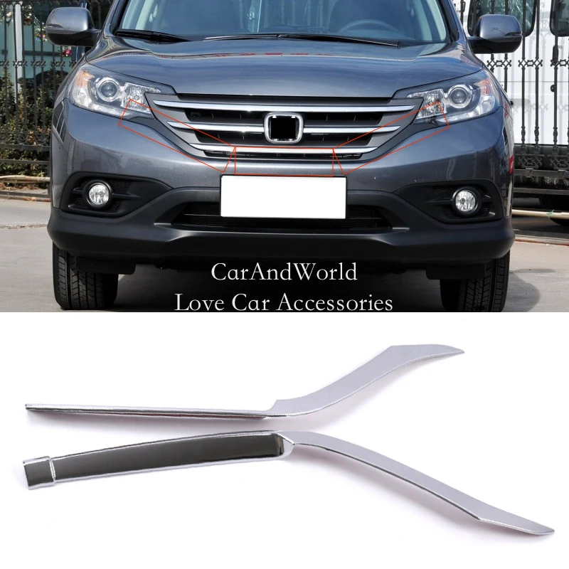 

For Honda CRV CR-V 2012-2014 ABS Chrome Front Grid Grille Frame Trims Bumper Refit Cover Car Moulding Garnish Accessories