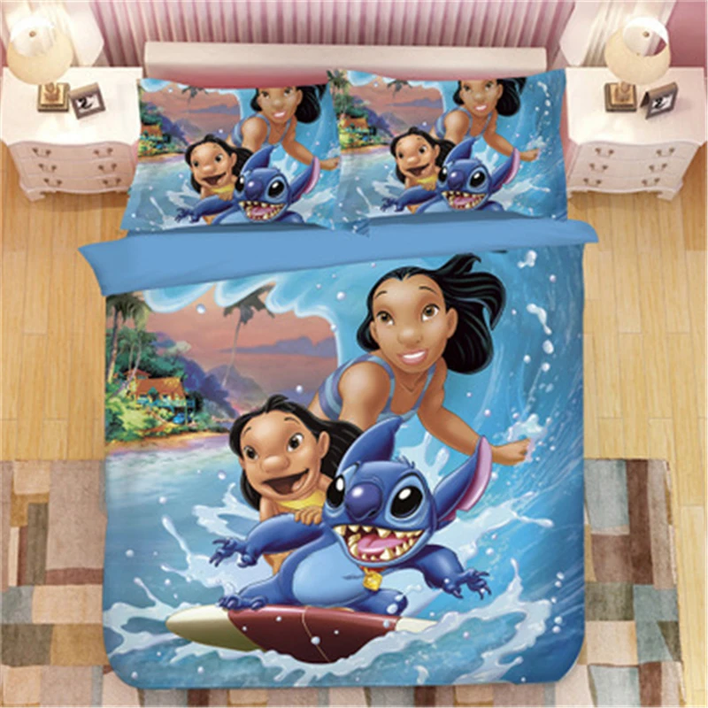 Disney Stitch Printed Bedding Set Home Textile Cartoon Single Twin Full Queen King Size Bedclothes Children's Boy Girl Bedroom | Дом и сад