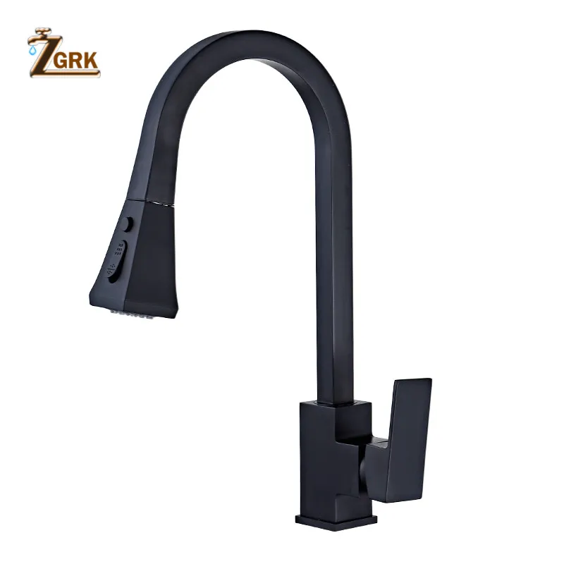  ZGRK Kitchen Faucets Silver Single Handle Pull Out Kitchen Tap Single Hole Handle Swivel 360 Degree - 4000165519894