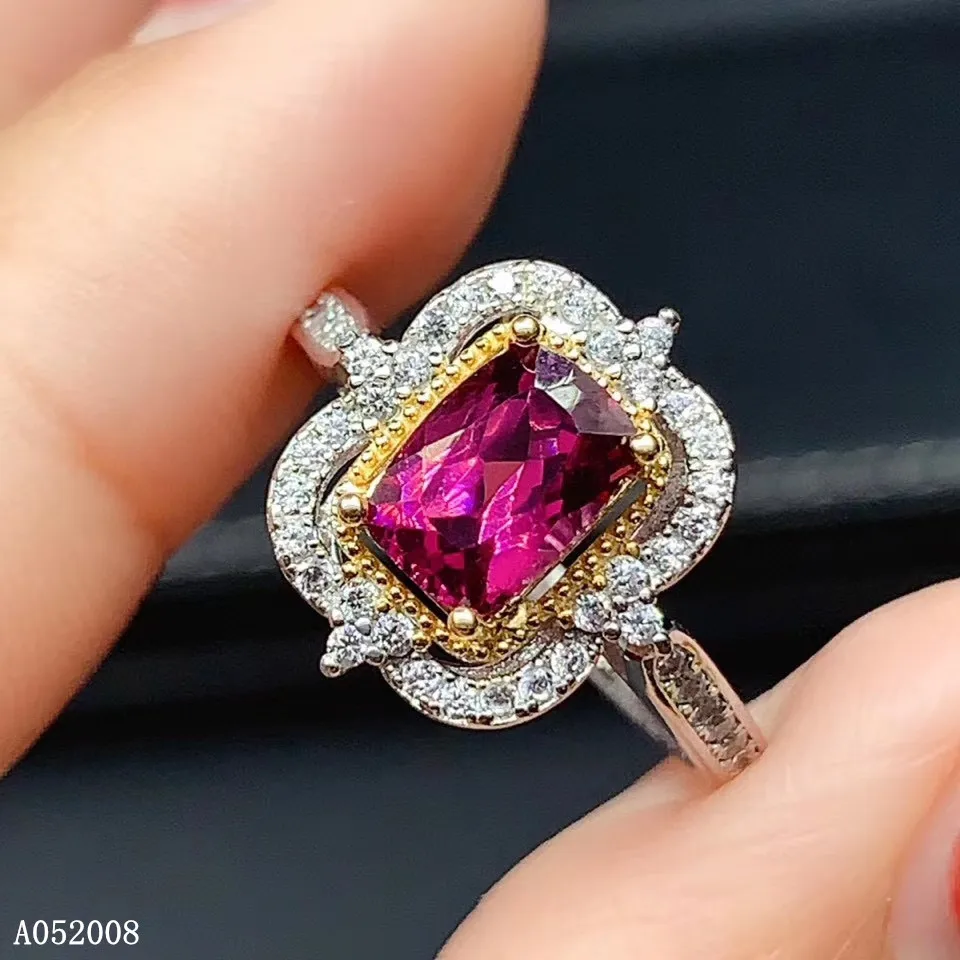 

KJJEAXCMY fine jewelry 925 sterling silver inlaid natural garnet ring delicate new female noble ring vintage support test