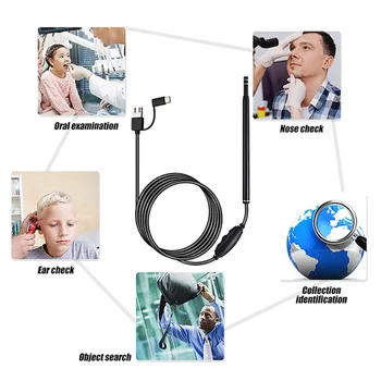 

3 in 1 Visual Earpick 2m Connector Micro USB Type C USB2.0 OTG Ear-nose-mouth Endoscope Camera For Android Ear Syringe for Baby
