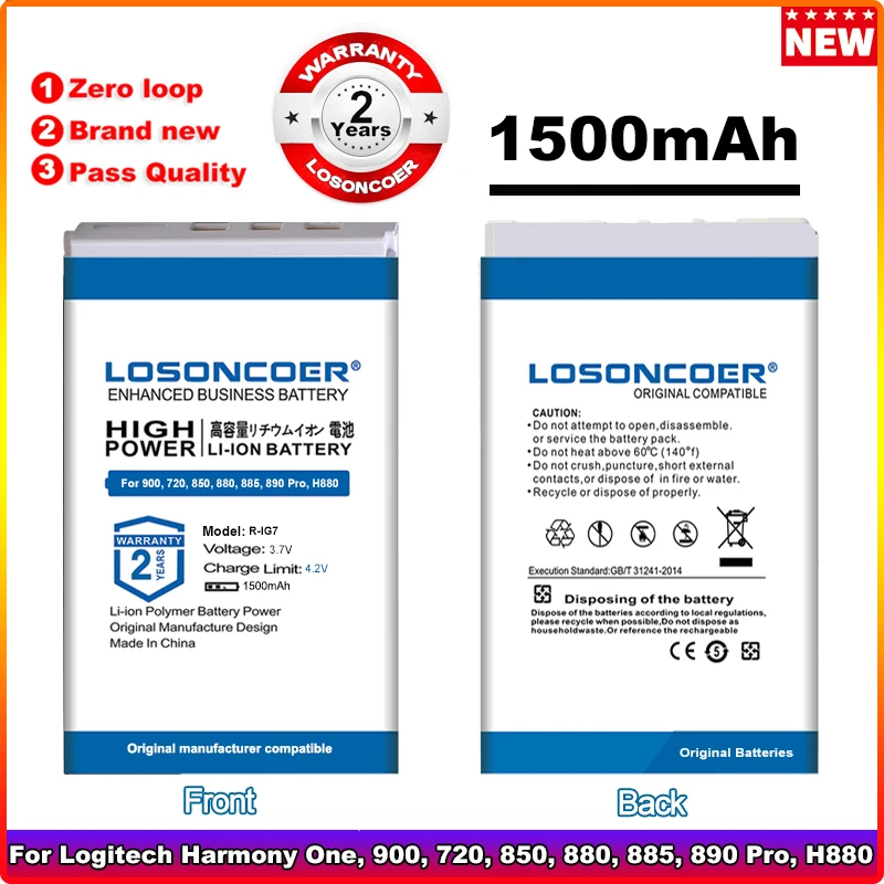 0 цикл 100% Новинка 1500 мАч R-IG7 RIG7 батарея для дистанционного управления Logitech Harmony One