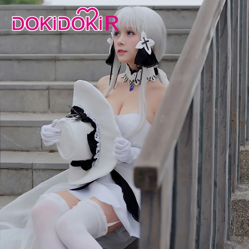 DokiDoki-R игра Азур Лэйн прославленный косплей костюм Womem белое платье Azur Лэйн Косплей прославленный