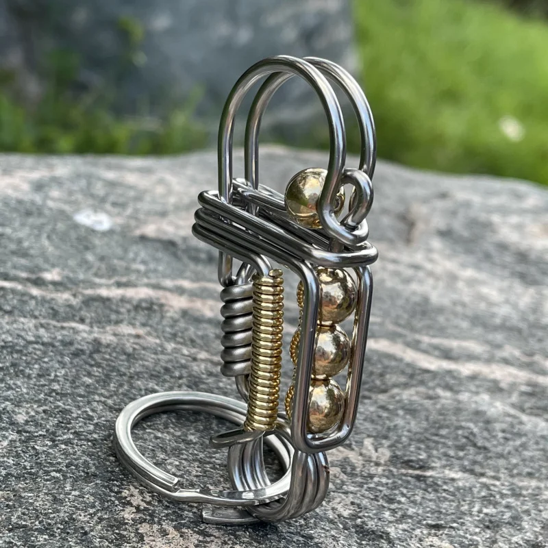 Minimalist Beads Wire Wrapped Stainless Steel Carabiner Keychain