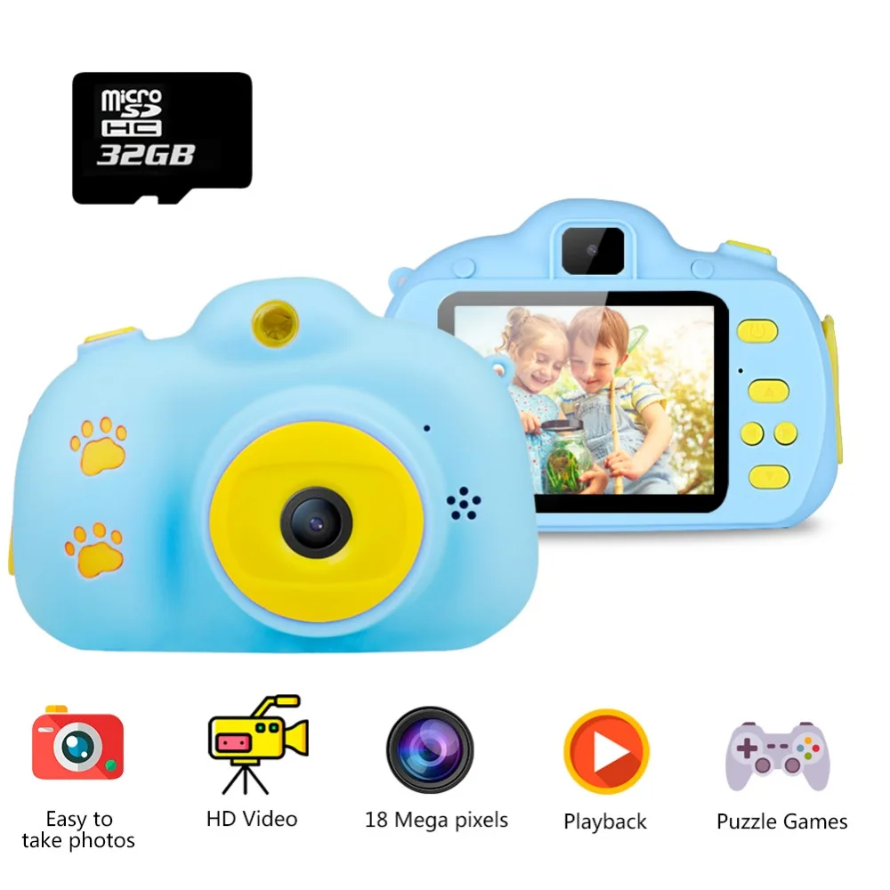 18MP HD Kids Digital Camera Multifunction Mini HD Camcorder Photo Video Camera With 32G Card 2.4 Inches Screen Toys For Kids (14)