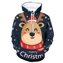 

New men's and women's sweatshirts, universal couple models, 3d Christmas print hoodie, oversized winter pullover sweater