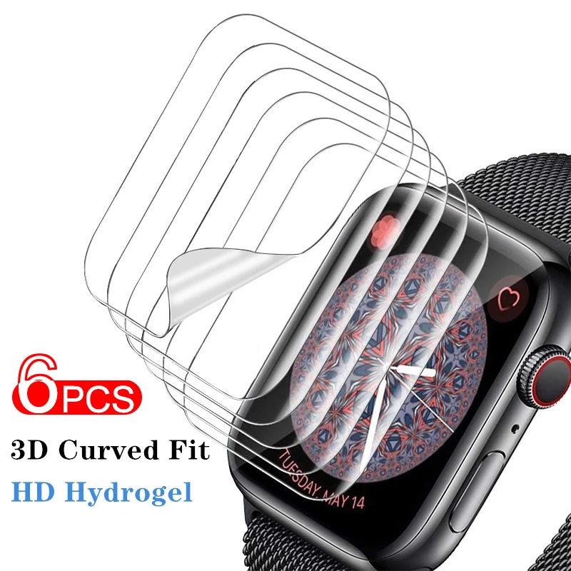 6PCS Screen Protector TPU Flexible Film For Apple Watch 7 Series iWatch7 I Watch 7 41MM 45MM Smartwatch Accessories,Not Glass