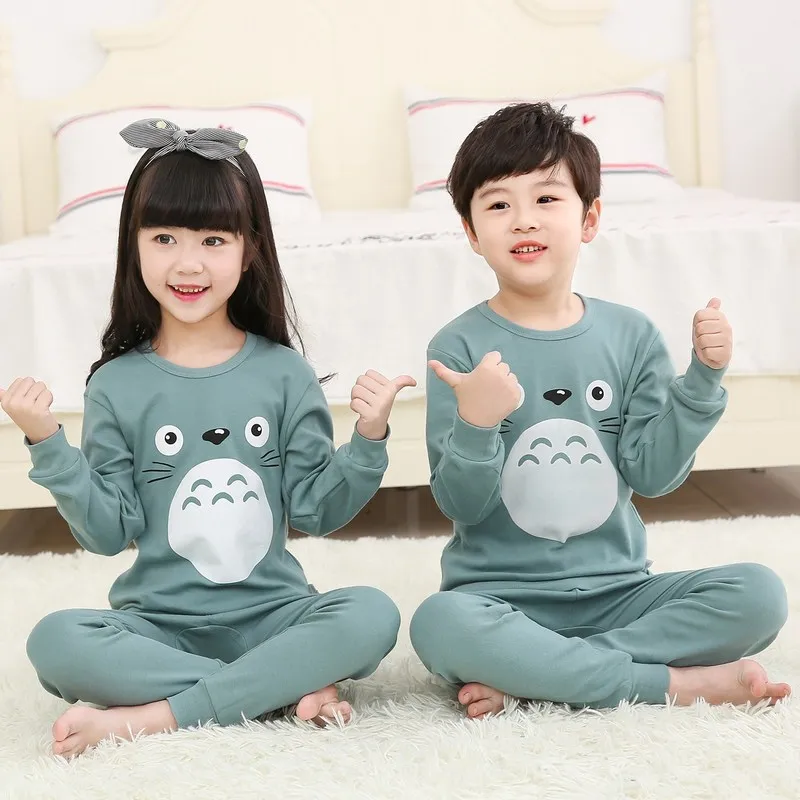 Осенний детский пижамный комплект; детская одежда для сна с динозавром из мультфильма; домашняя пижама для мальчиков; Хлопковая пижама с животными для девочек; одежда для сна для маленьких От 2 до 13 лет - Цвет: Y-10