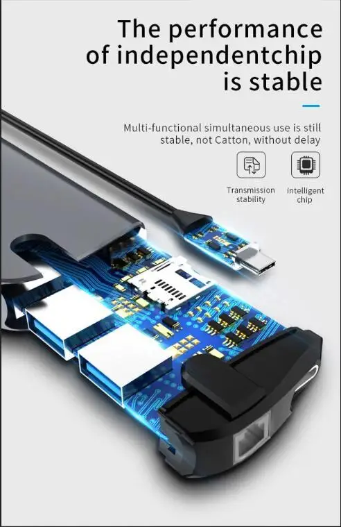Type c концентратор для мульти-Хаба USB 3,0 HDMI 4 K/SD/TF кард-ридер/PD зарядка аудио/RJ45 адаптер для MacBook Pro type c usb-хаб