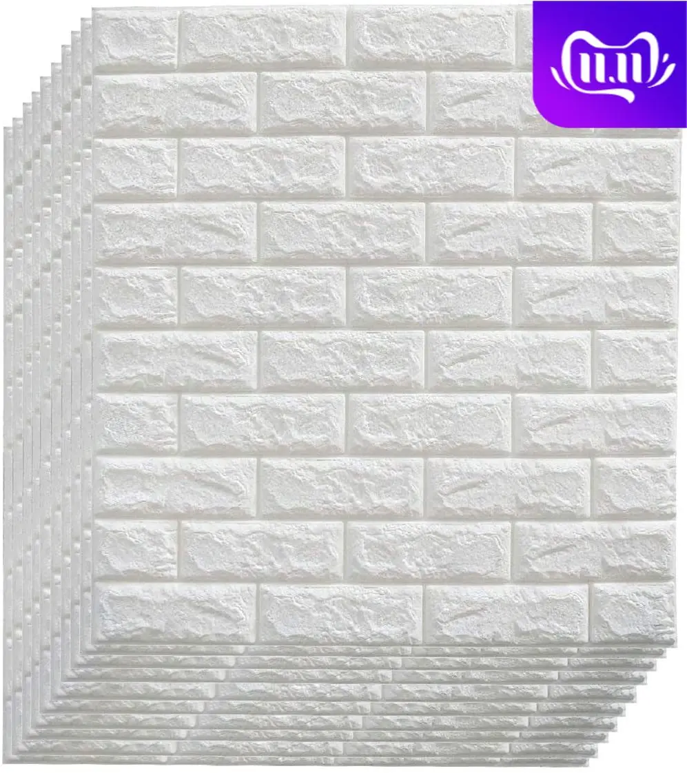 

3D Brick Wall Stickers PE Foam Self-Adhesive Wallpaper Peel and Stick 3D Art Wall Panels for Living Room Bedroom Background Wall