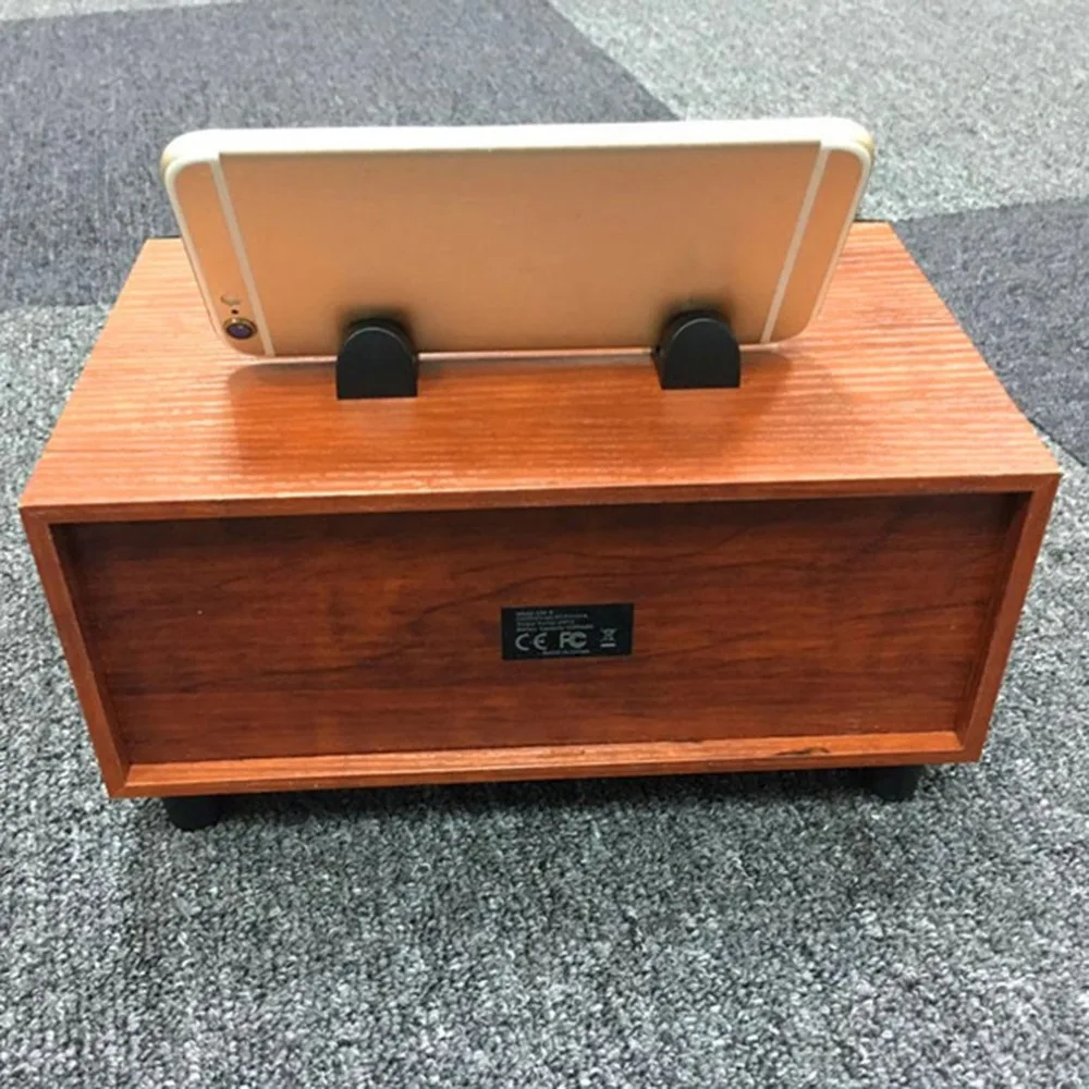 Ретро беспроводной Bluetooth деревянный зерна динамик сабвуфер стерео Поддержка FM радио MP3 AUX USB Handsfree колонки с микрофоном для телефона ПК