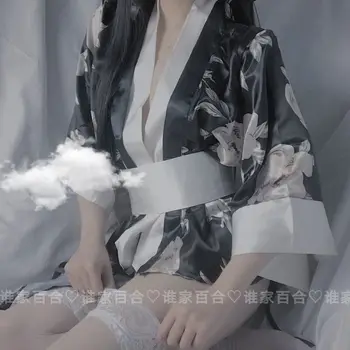 

Japanese Sexy Kimono for Woman Sakura Print Girl Yukata Floral Haori Bathrobe Cosplay Costumes Traditional Short Gown Robe Sets