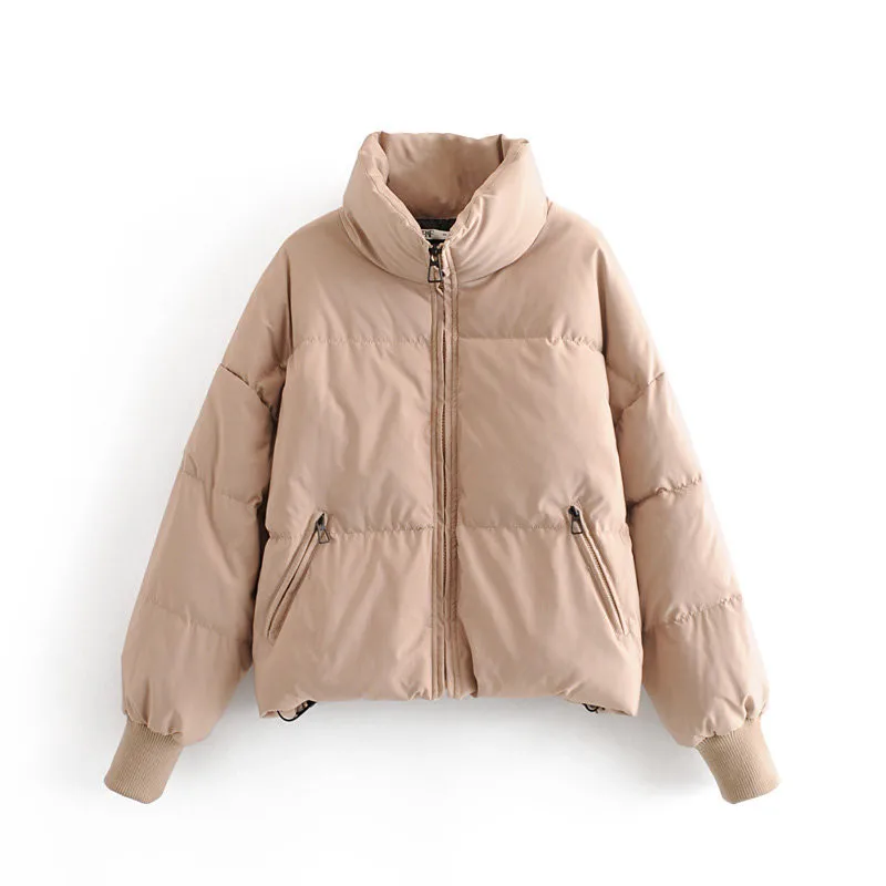 Korean women oversize parkas 2020 winter thick black warm coat casual standing collar with zipper pockets solid female jacket | Женская