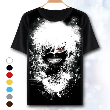 

Cartoon Anime Cool T-Shirt Harajuku Short Sleeve Tokyo Ghoul Kaneki 3D Print Round Neck T Shirt Tops Brand Clothing
