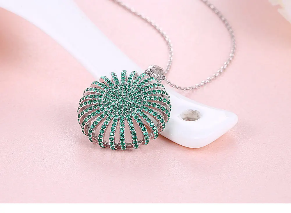 UMCHO Solid 925 Sterling Silver Zircon Green Round Pendants Necklace For Women Girl Wedding Engagement Party Fine Jewelry (2)