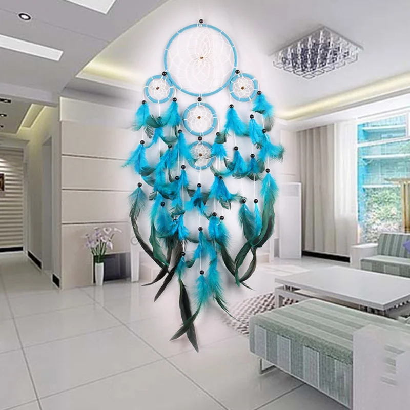 Home Decora/Перья Ручной работы синий колокольчики красный DE ручной работы бисер с перьями повесить на стену автомобиля
