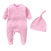 Personalized Name Newborn Outfit with Hat Clothes Set Custom Baby One Piece Bodysuit Baby Shower Coming Home Long Sleeve Outfit 4