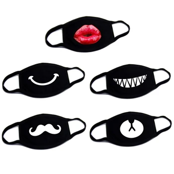 

5pcs/lot Dustproof Mouth Mask Creative Mask Cotton Face Mouth Mask Cartoon Face Reusable Fabric Anti Pollution Mask Party Mask