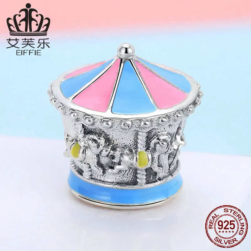 Merry-go-round Сделай Сам 925 Стерлинговое Серебро оригинальные натуральные бусины для изготовления ювелирных изделий Подходит для Пандора очаровательный браслет