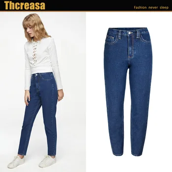 

2020 Spring New Woman Solid Jeans Loose Casual Light Pants Oversize High Waist Wide Leg Ankle Length Summer Thick Pants Women