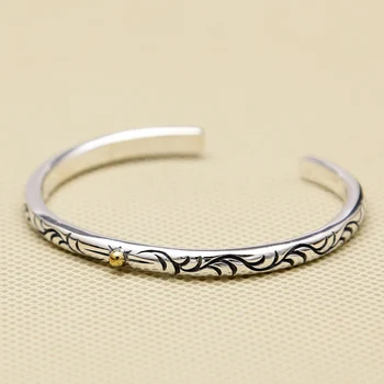 

Real Sterling Silver 925 Narrow Band Cuff Bangle For Women Vintage Elegant 925 Thai Silver Jewelry Top Quality Free Gift Box
