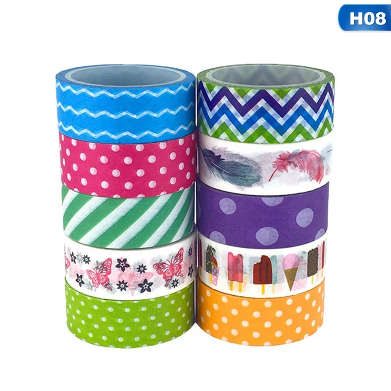 10Pcs Decorative Snow Deer Christmas Tree Washi Tape Set Rice Paper DIY Scrapbooking Adhesive Masking Tape 1.5cm*5m Stationery - Цвет: 08