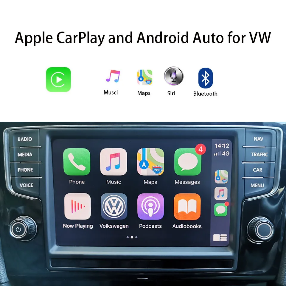 2021 беспроводной Apple CarPlay для VW MK7 Golf Touran Google карты TXT сообщения Siri голосовое