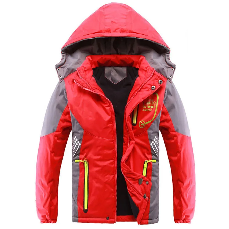 Kids Jackets Boy With Hooded Coat Outerwear For Girls Children 4-14 Years Raincoat Winter Waterproof