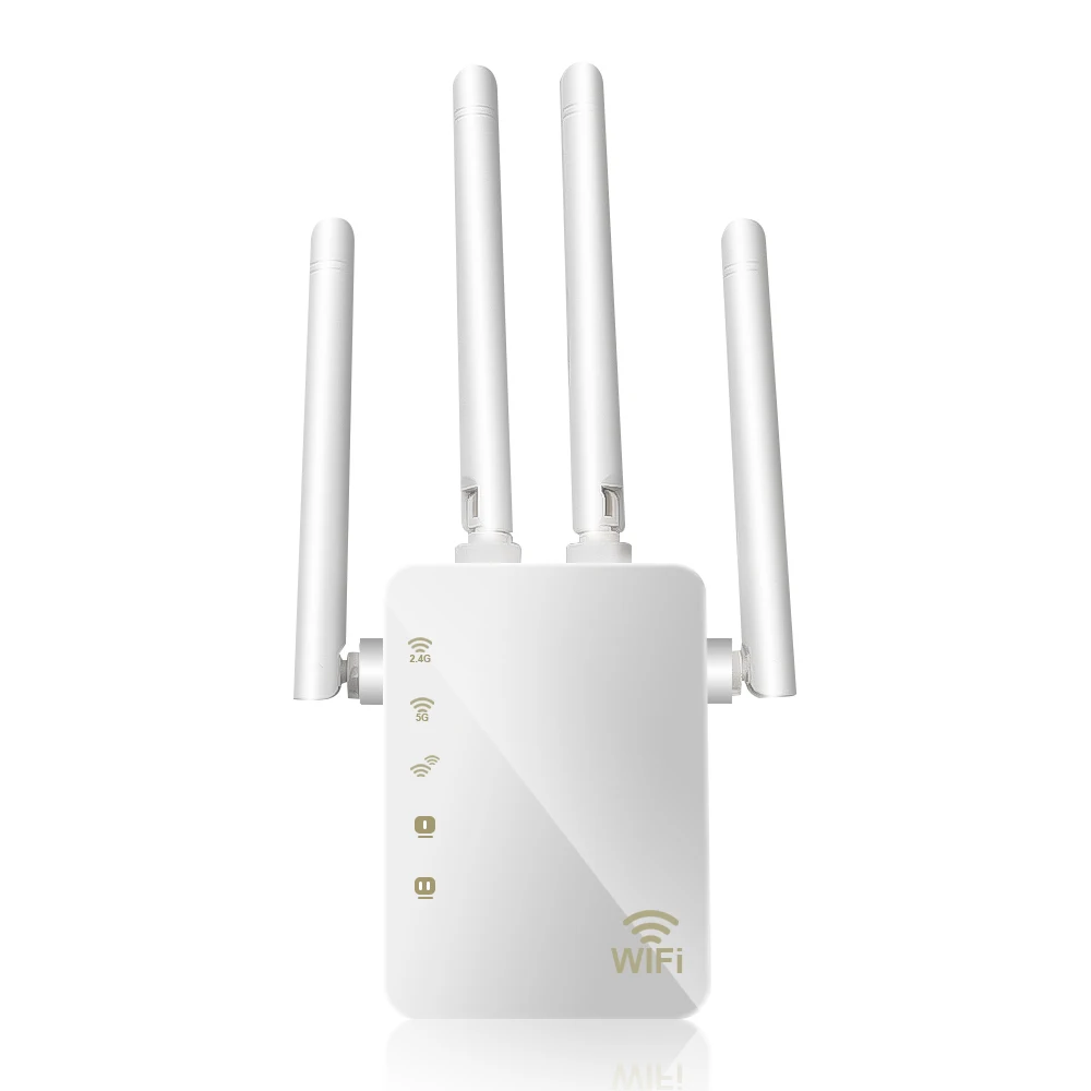 Двухдиапазонный беспроводной 2,4G/5G Wi-Fi ретранслятор AC 1200 Мбит/с 4 высоких антенн мост усилитель сигнала проводной маршрутизатор Wi Fi точка доступа - Цвет: Белый