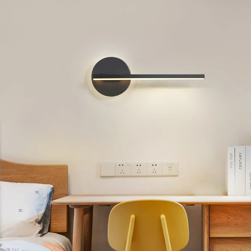 Регулируемый современный светодиодный настенный светильник для спальни, гостиной, кабинета, carridor, домашний декор, настенные светильники, белый, черный, 90-260 В