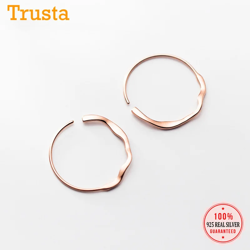 Trusta, минималистичные серьги-кольца из натуральной 925 пробы, Серебряная роза, волнистые, модные женские свадебные украшения, подарок DS1883