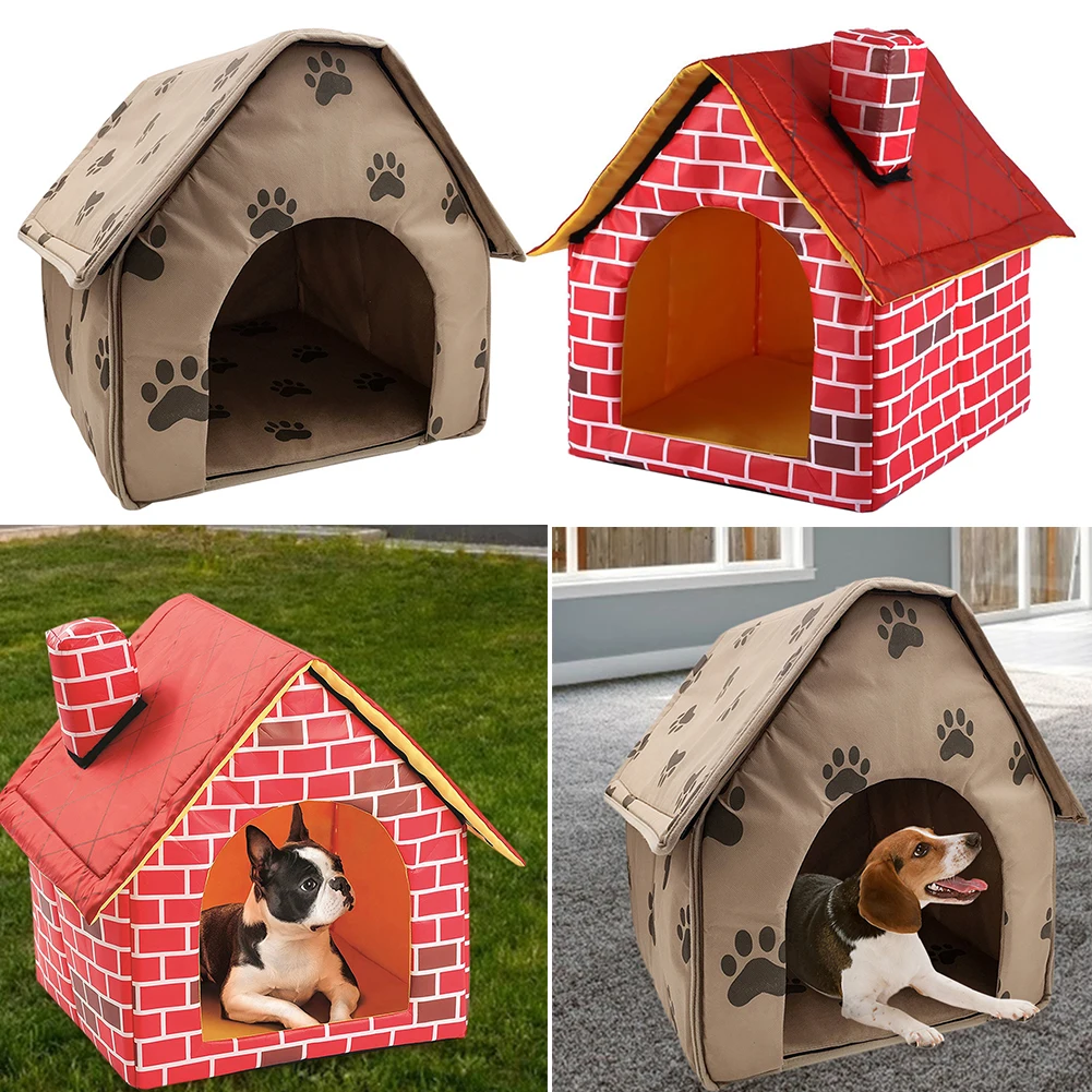 Portable Dog House Foldable Winter Warm Cotton Soft Pet Bed Nest Tent